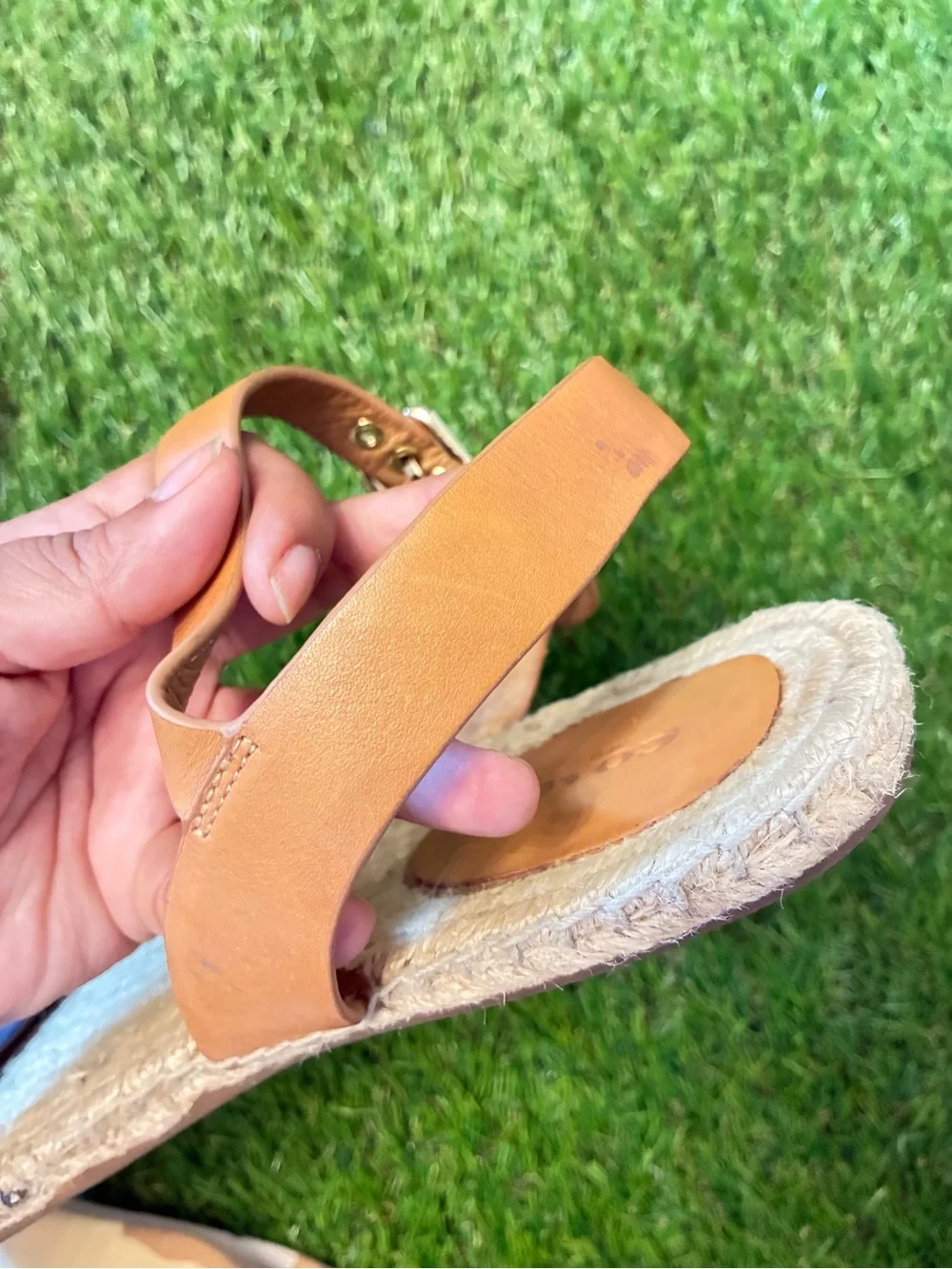 Coach Reena Blue Stripe Espadrille Sandals Leather Size 11 Coastal resortwear